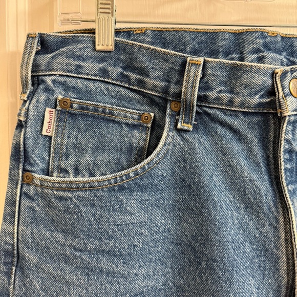 Carhartt Men's Size 34x34 Denim Blue Jeans Relaxed Fit Med Wash Loose Workwear - Picture 4 of 11